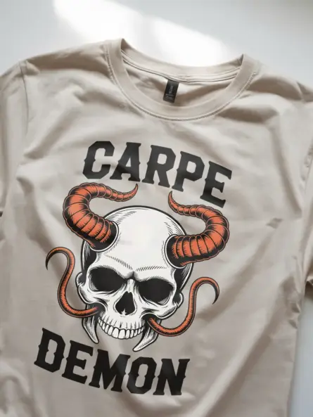 natural Shirt Lifestyle Shot – Carpe Demon – carpe demon skull t-shirt