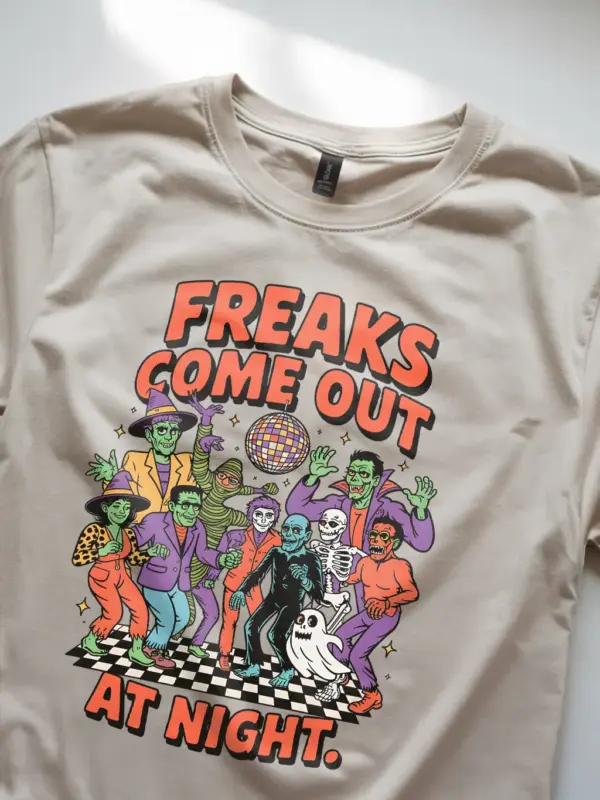 natural lifestyle – Halloween Party Graphic Tee – freaks come out at night halloween t-shirt