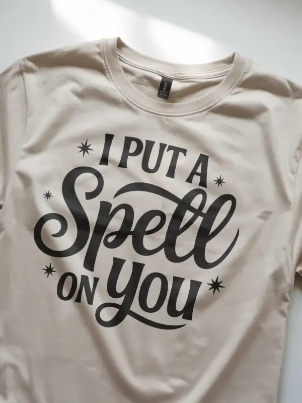 natural lifestyle shot i put a spell on you t-shirt witchcore halloween couple