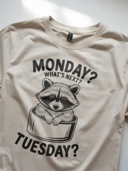 Raccoon Monday Tuesday T-Shirt for Adults - Image 11