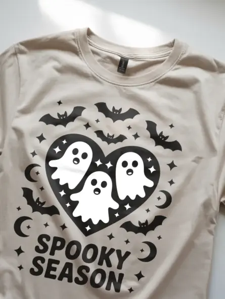 natural lifestyle photo – ghost graphic tee for October – spooky season ghost shirt