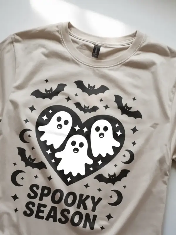 natural lifestyle photo – ghost graphic tee for October – spooky season ghost shirt