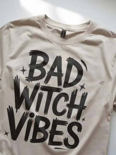 Bad Witch Vibes Shirt – Bold Gothic Tee for Spooky Season & Parties - Image 5