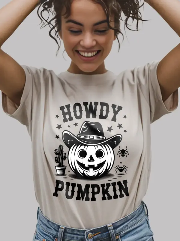 Natural lifestyle – funny Western pumpkin Halloween tee for fall natural