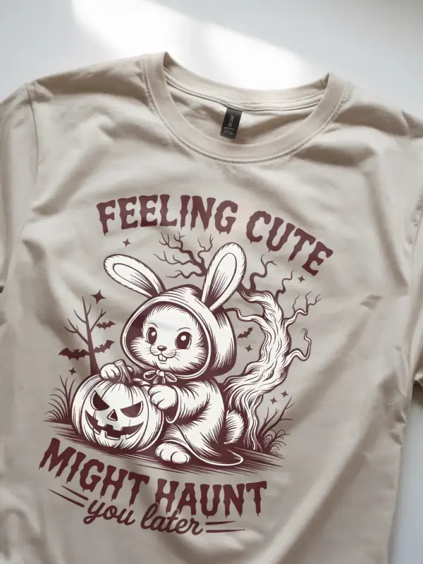natural retro jack-o'-lantern bunny art navy Halloween shirt