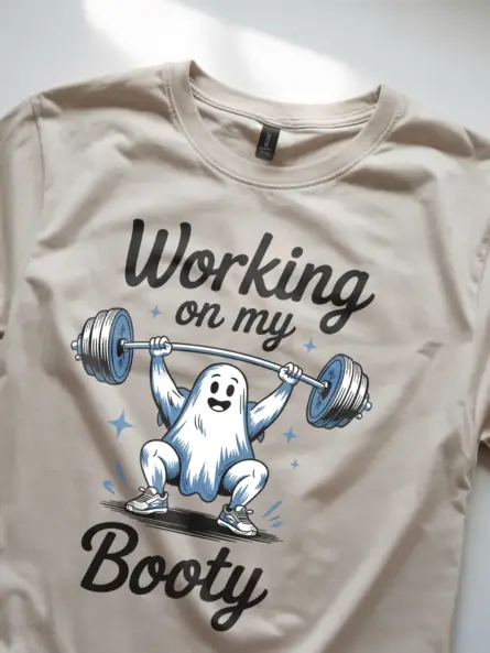 Funny Ghost Workout T-Shirt Working On My Booty - Image 4