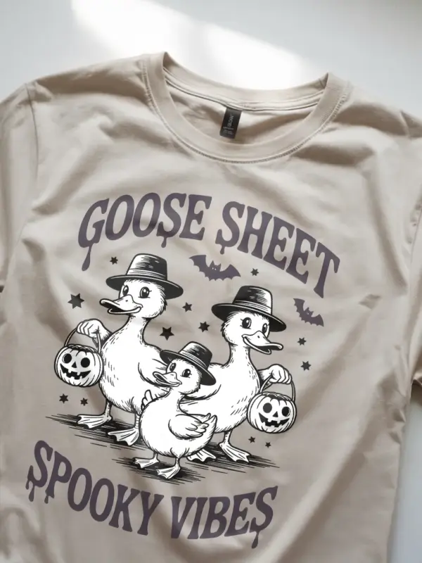 cartoon goose Halloween print on natural retro tee