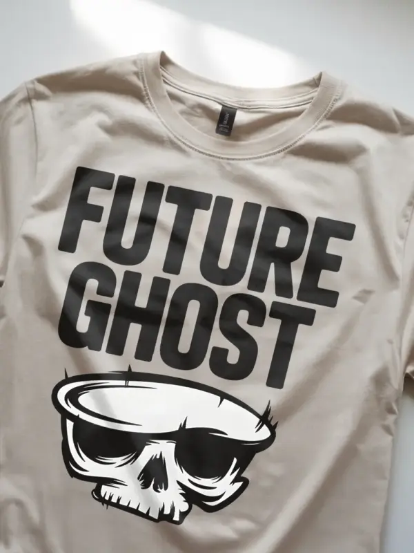 natural Future Ghost T-Shirt Lifestyle Shot – black and white future ghost tee