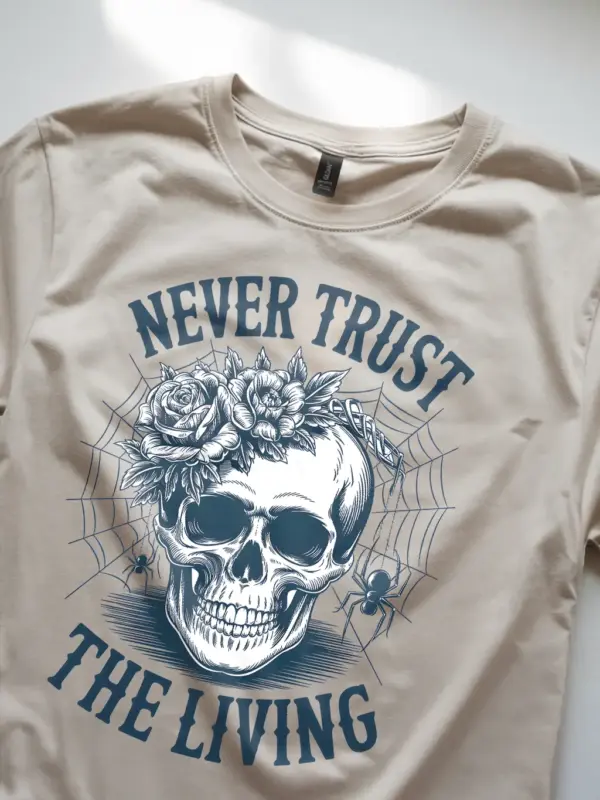 natural lifestyle – gothic horror tee for Halloween – gothic skull floral t-shirt