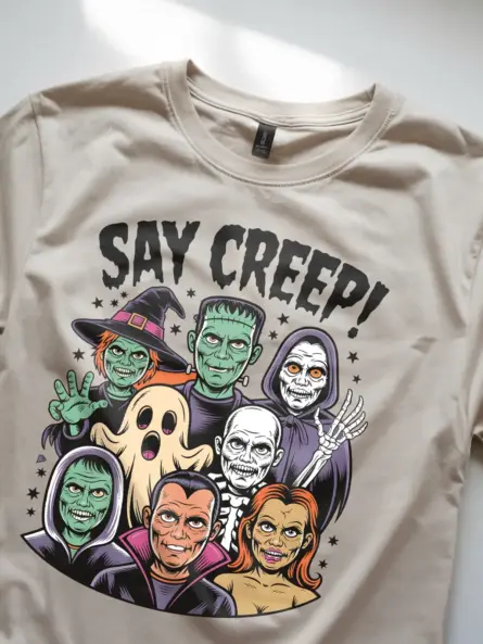 Retro Classic Monster T-Shirt – Say Creep! Vintage Halloween Tee - Image 11