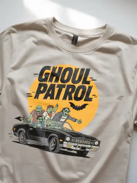 Lifestyle Shot natural Shirt Lifestyle – Retro Zombie Car T-Shirt