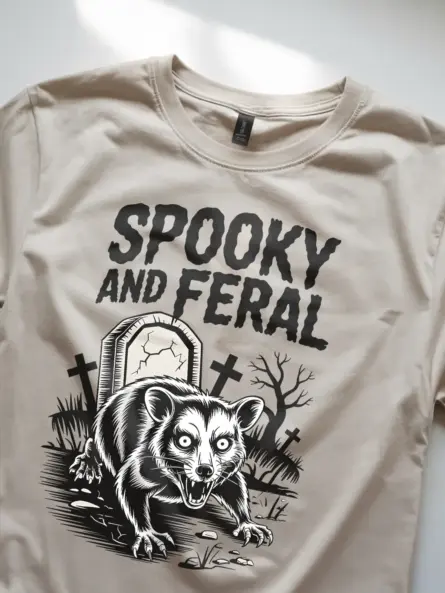 Spooky Possum T-Shirt – Feral Girl Fall Chaos Animal Meme Tee - Image 8