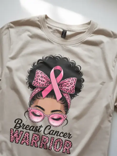 Fierce Breast Cancer Warrior T-Shirt – Afro Pink Ribbon Empowerment Tee - Image 9