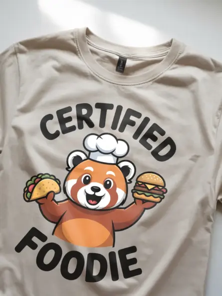 Certified Foodie T-Shirt – Cute Red Panda Chef Graphic Tee - Image 8