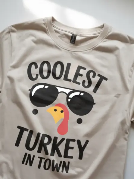Coolest Turkey in Town Shirt – Funny Thanksgiving Tee for Kids & Teens - Image 8