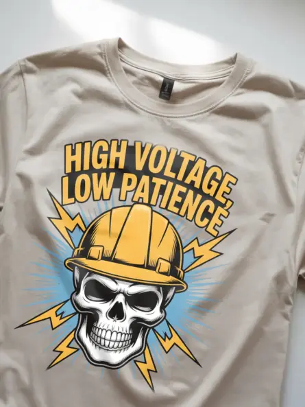 Electrician Skull Shirt High Voltage Low Patience - Image 8