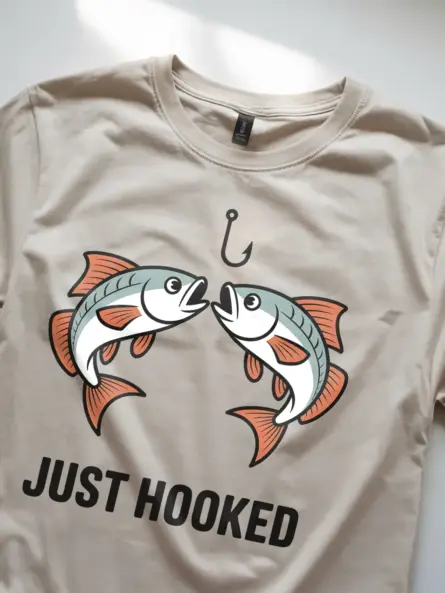 Just Hooked Shirt – Funny Romantic Fishing Tee for Couples - Image 8