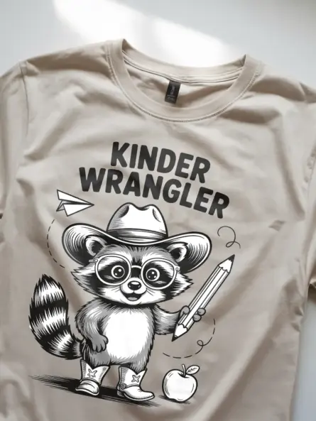 Adorable Kindergarten Teacher T-Shirt – Raccoon Kinder Wrangler Design - Image 9