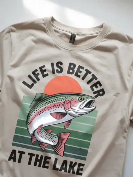 Lake Life T-Shirt – Vintage Rainbow Trout Tee for Outdoor Getaways - Image 9