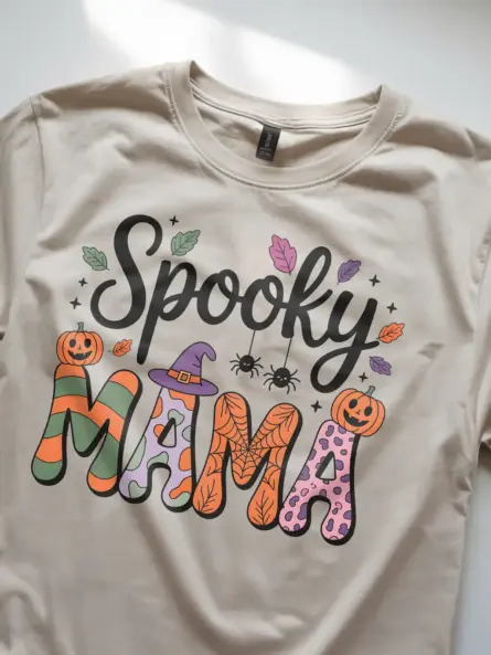 Colorful Spooky Mama Halloween Shirt for Fall-Loving Moms - Image 8