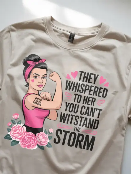 They Whispered to Her Shirt – Rosie Pink Ribbon Power Tee - Image 9
