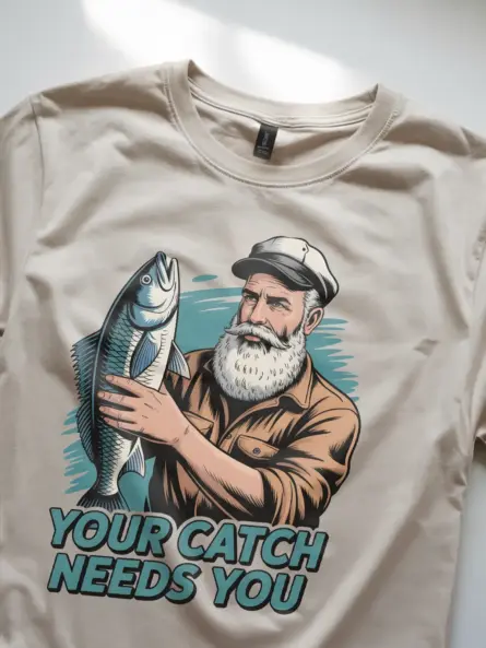 Vintage Fishing T Shirt – Bold Bearded Angler Tee for Outdoorsmen - Image 8