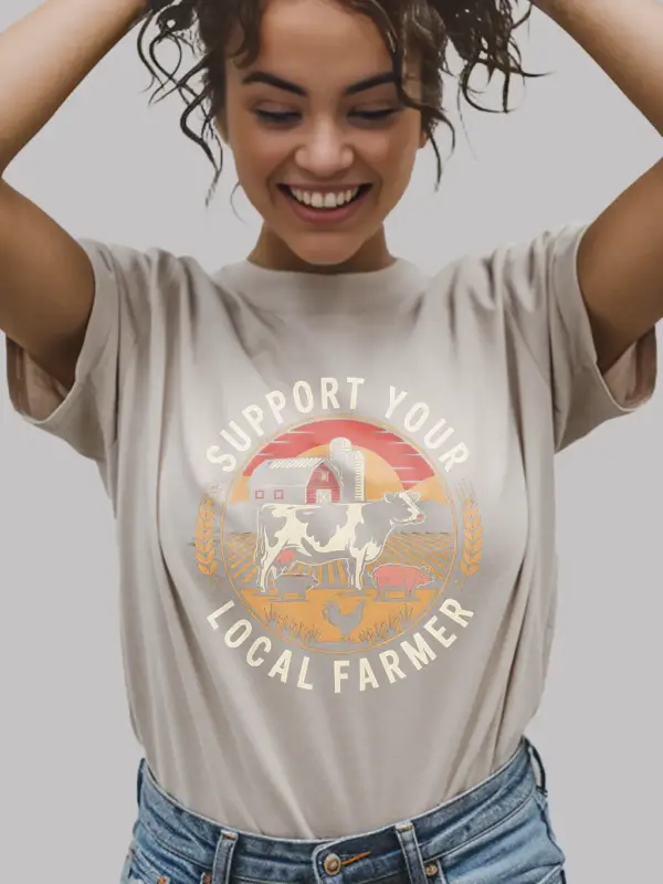 natural Shirt- Support Farmer Design Tee - support your local farmer t-shirt