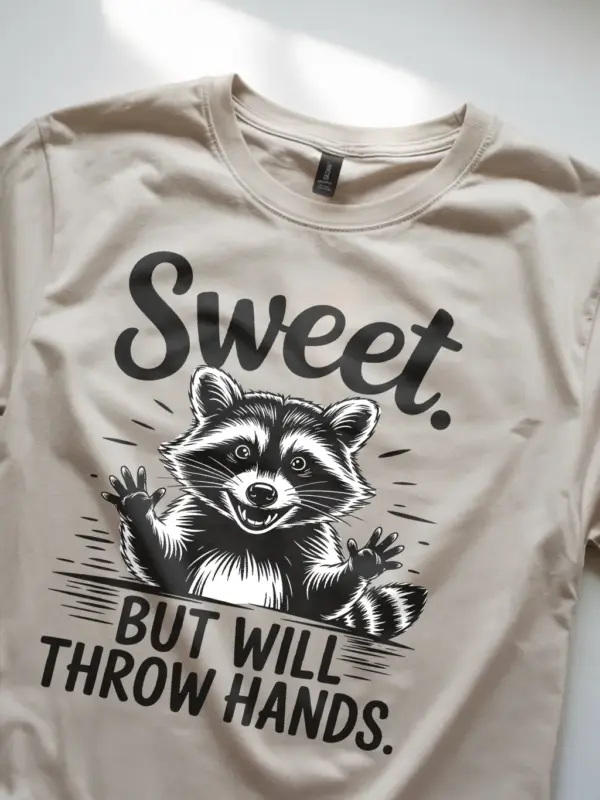 natural Sweet But Will Throw Hands Shirt on young adult