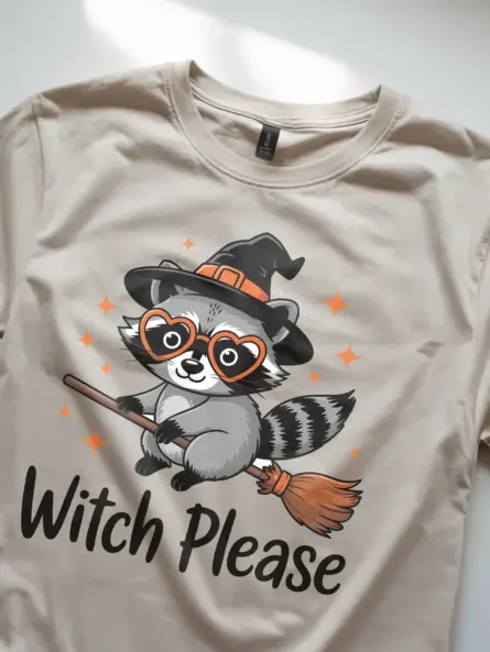 natural lifestyle – Cute Witch Halloween Shirt – witch please raccoon t-shirt