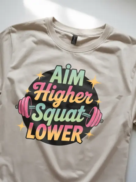 Retro "Aim Higher Squat Lower" Women's Squat Motivation T-Shirt - Image 9