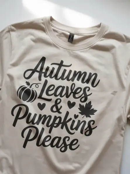 Chic Autumn Leaves and Pumpkins Shirt – Cozy Fall Graphic Tee - Image 8
