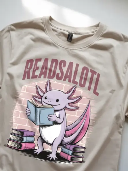 Axolotl Reading Shirt – Funny “Readsalotl” Graphic Tee for Book Lovers - Image 8