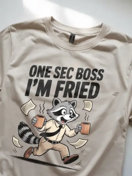 Burnout Humor T-Shirt – Funny Raccoon Work Tee for Overworked Pros - Image 8