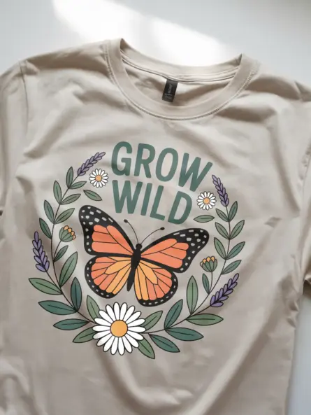 Butterfly Nature T-Shirt – “Grow Wild” Floral Garden Graphic Tee - Image 8