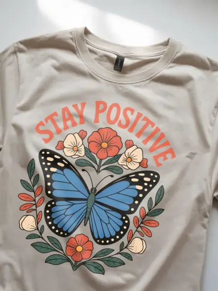 Butterfly Stay Positive T-Shirt for Mental Health Awareness - Image 8