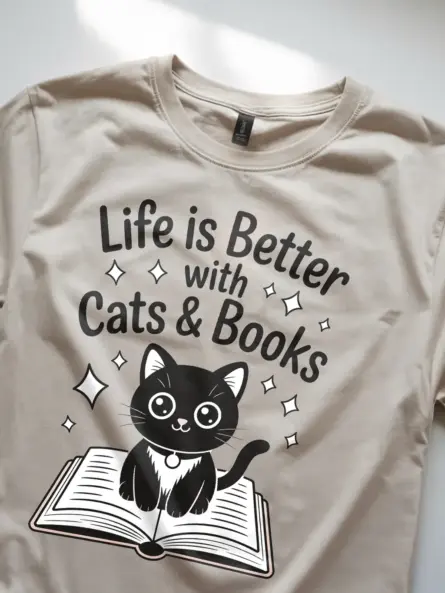 Charming Cat Book Lover Shirt – Cute Kawaii Tee for Readers - Image 8