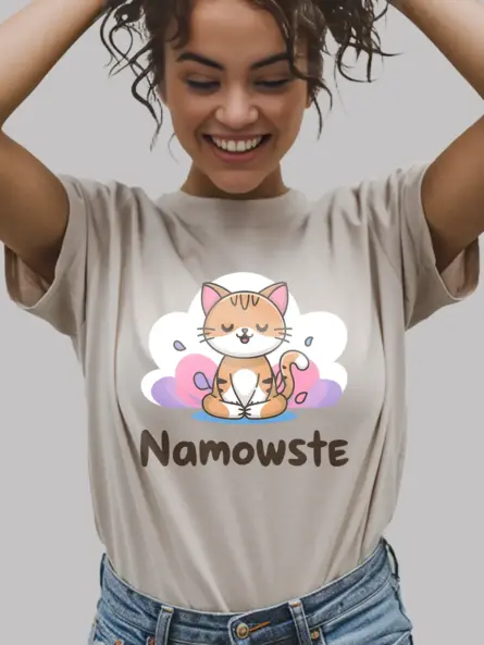 Cat Meditation Shirt – Namowste Yoga Tee - Image 11