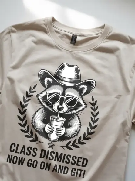 Class Dismissed T-Shirt – Funny Western Raccoon Teacher Gift Tee - Image 8