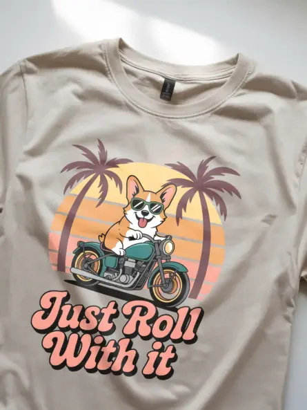 Playful Corgi Motorcycle T-Shirt for Beach Dog Lovers - Image 8