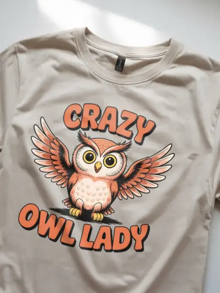 Crazy Owl Lady T-Shirt for Women – Funny Retro Bird Lover Tee - Image 2