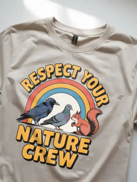 Eco Friendly Animal Crew T-Shirt Retro Rainbow Design - Image 8