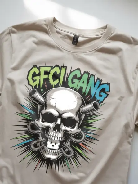 Electrician Skull T-Shirt GFCI Gang Graphic Tee - Image 11