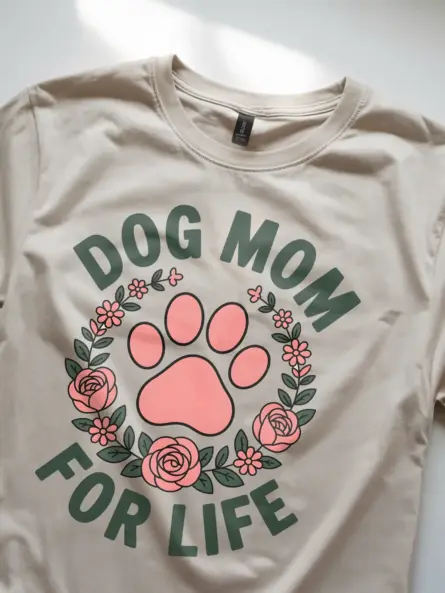 Floral Dog Mom Shirt – Vintage “Dog Mom for Life” Paw Print Tee - Image 8