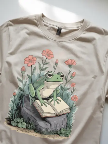 Frog Reading Shirt – Whimsical Nature Tee for Book Lovers - Image 8
