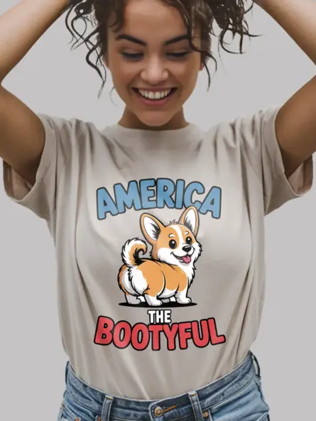 America The Bootyful – Funny Patriotic Dog Shirt for Corgi Fans - Image 5