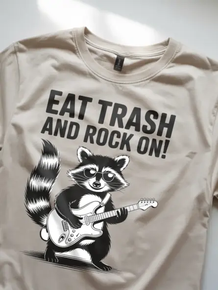 Funny Raccoon T-Shirt – Eat Trash and Rock On Punk Style - Image 8