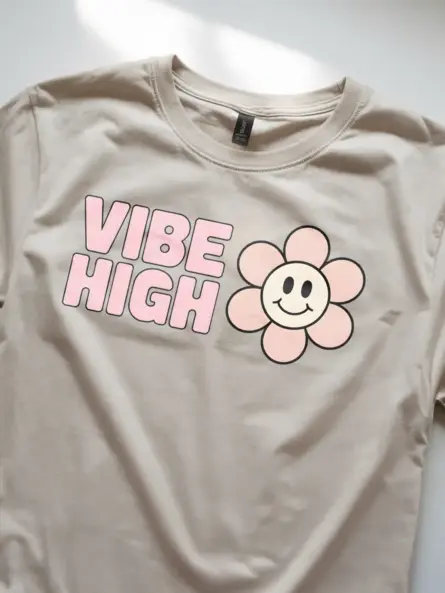 High Vibe T-Shirt – Cute Pastel Flower Tee for Positive Minds - Image 8