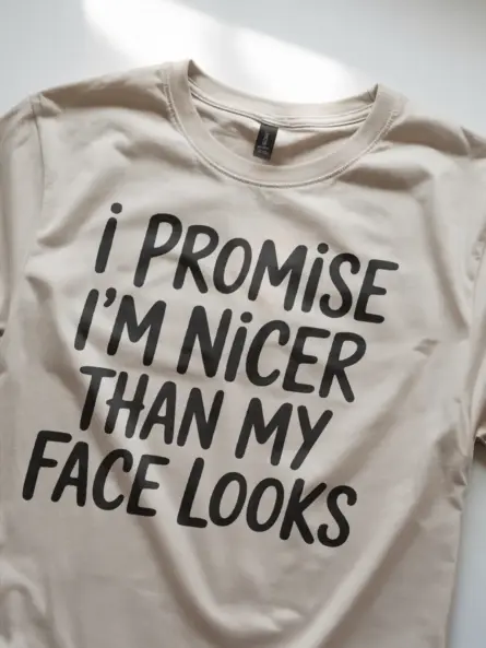 natural Shirt Lifestyle – I’m Nicer Than My Face Looks – resting face humor t-shirt
