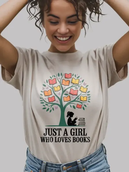 Just a Girl Who Loves Books Shirt – Minimalist Reader Tee - Image 9
