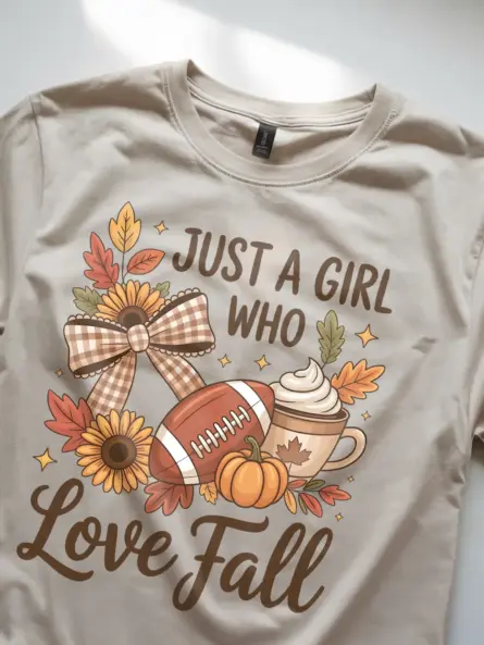 Cozy Just a Girl Who Loves Fall Shirt – Sunflower Latte Tee - Image 8